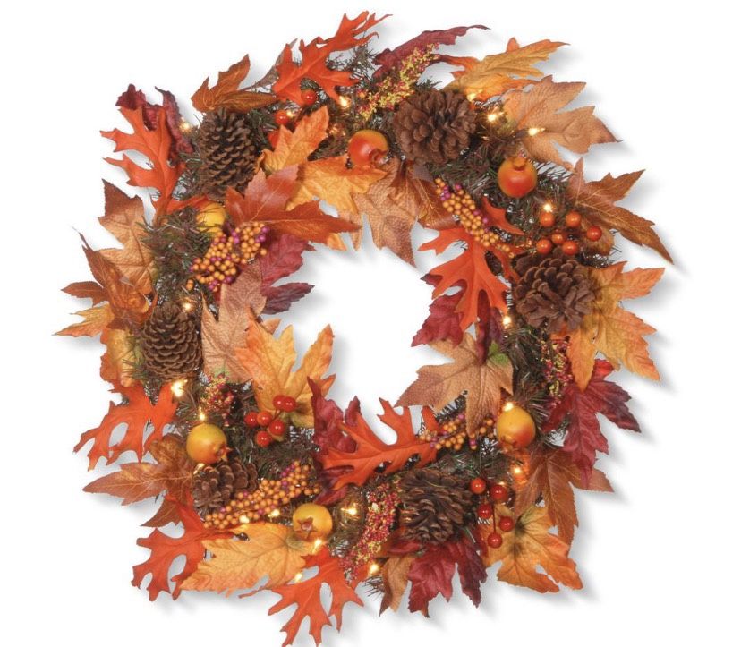 Fall wreath / Thanksgiving wreath with lights