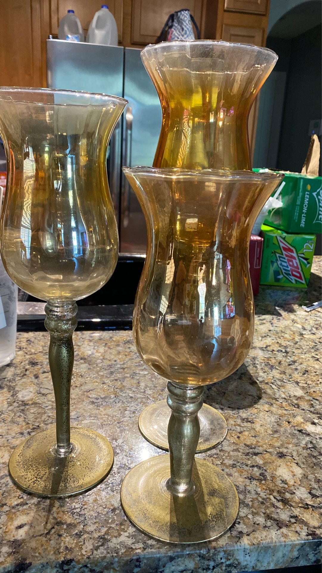 Glass / gold candle holders