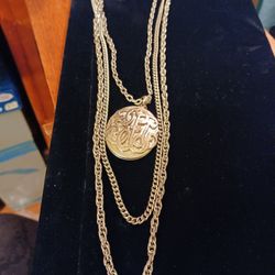 Vintage 3-Strand Chain Locket Necklace