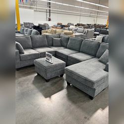 U Shaped sectional sofa with chaise and ottoman