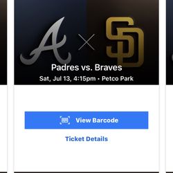 (4) Tickets - Padres v Braves 7/13