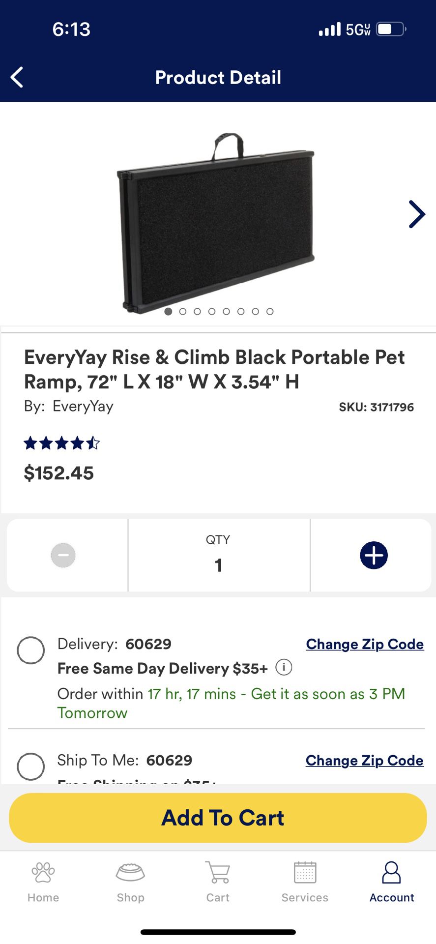Portable Pet Ramp - Brand New $85