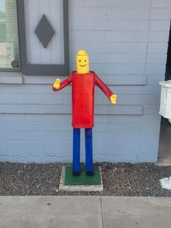 Lego man sculpture