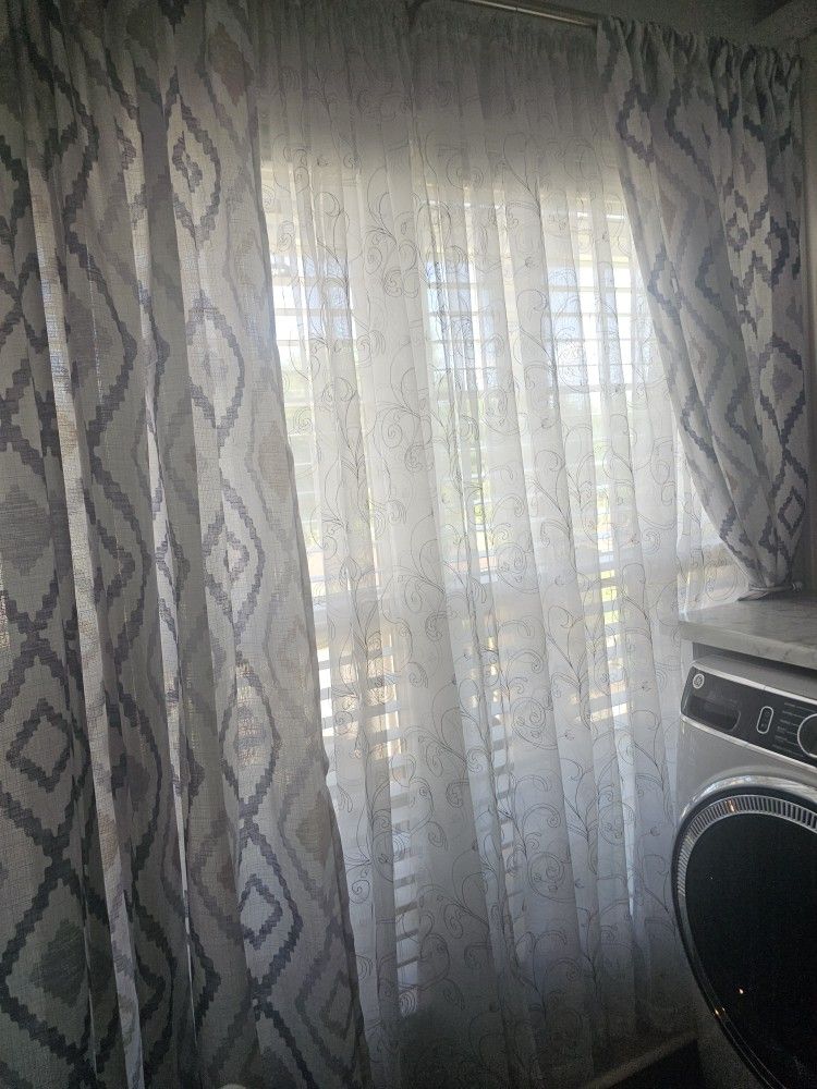 Curtains 2 Pair, Sheers 3 Pairs