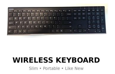 Slim Wireless Keyboard w/ USB Receiver – Full Size Portable Keypad (Like New)
