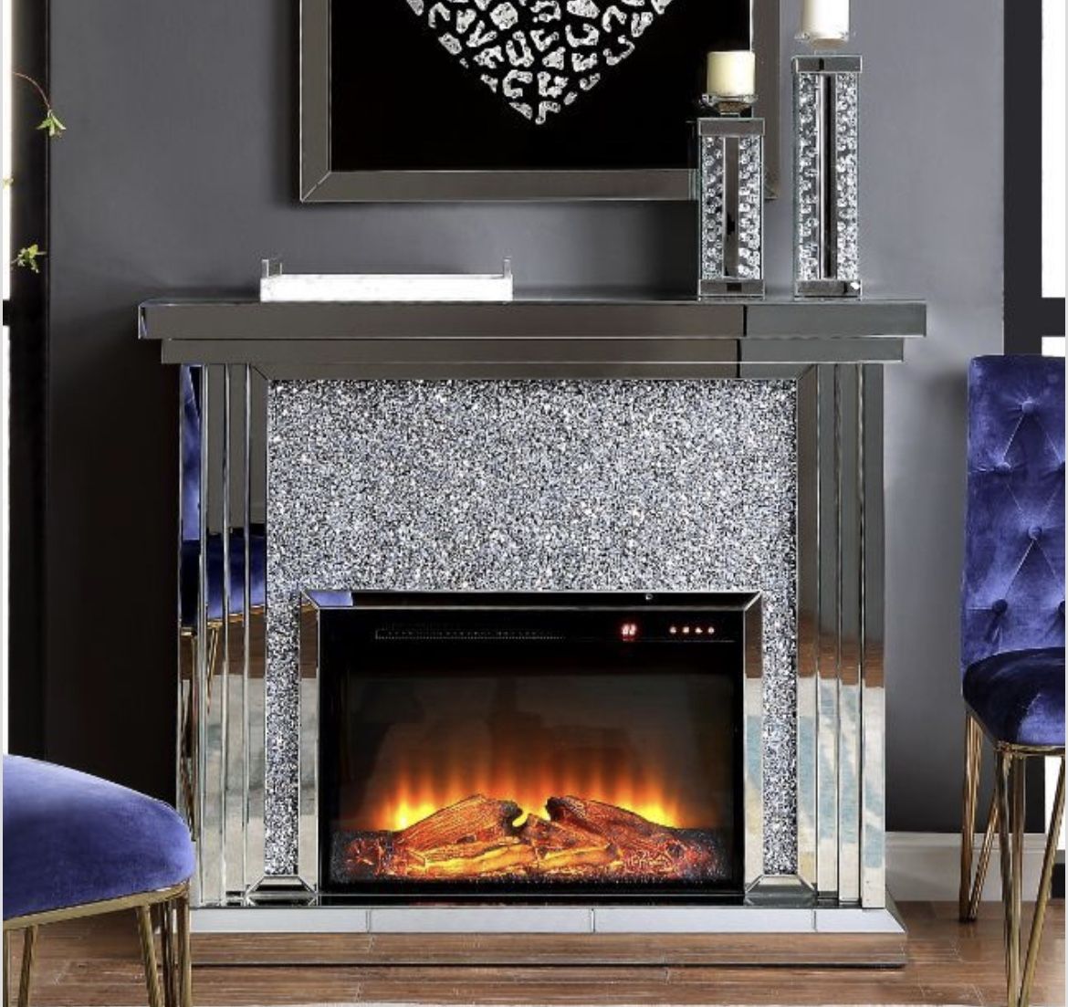 Electric Glam Mirrored Fireplace Brand New In Box Firm Price $760