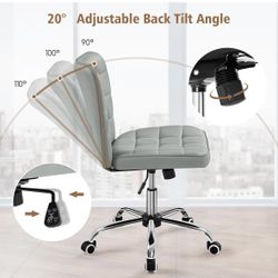 Brand New Modern Tufted Armless Desk Office Chair Faux Leather