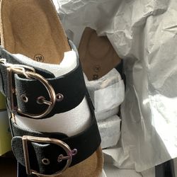 Cushionaire Brook Women’s Suede Double Buckle Cork Footbed Sandles W/memory Foam 