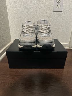 Chanel Sneakers White Silver Mesh Low-Top