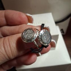 Pandora Authentic Brand New Sterling Silver Sparkling Signature Logo Pave Rings Size 7-8 Available 