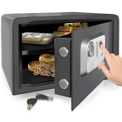 SereneLife Electronic Safe Box | Heavy Duty 13.8’’ x 9.8” Money Safe | Digital Touch Pad Lockbox with Code and 2 Keys | Small Safe Box for Home or Off