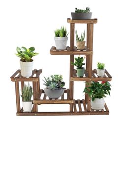 Multi-Tiers Wooden Plant Stand Balcony Garden Flower Plant Stand Display Shelf