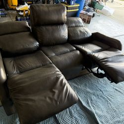 Bernhardt Leather Reclining  Couch With USB