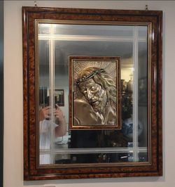 24" x 28" Vtg 70’S CREAZIONA ARTISTICHE ARG 925 STERLING SILVER JESUS PLAQUE ITALY.