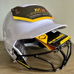 New EvoShield Batting Helmet w/ Facemask White S/M