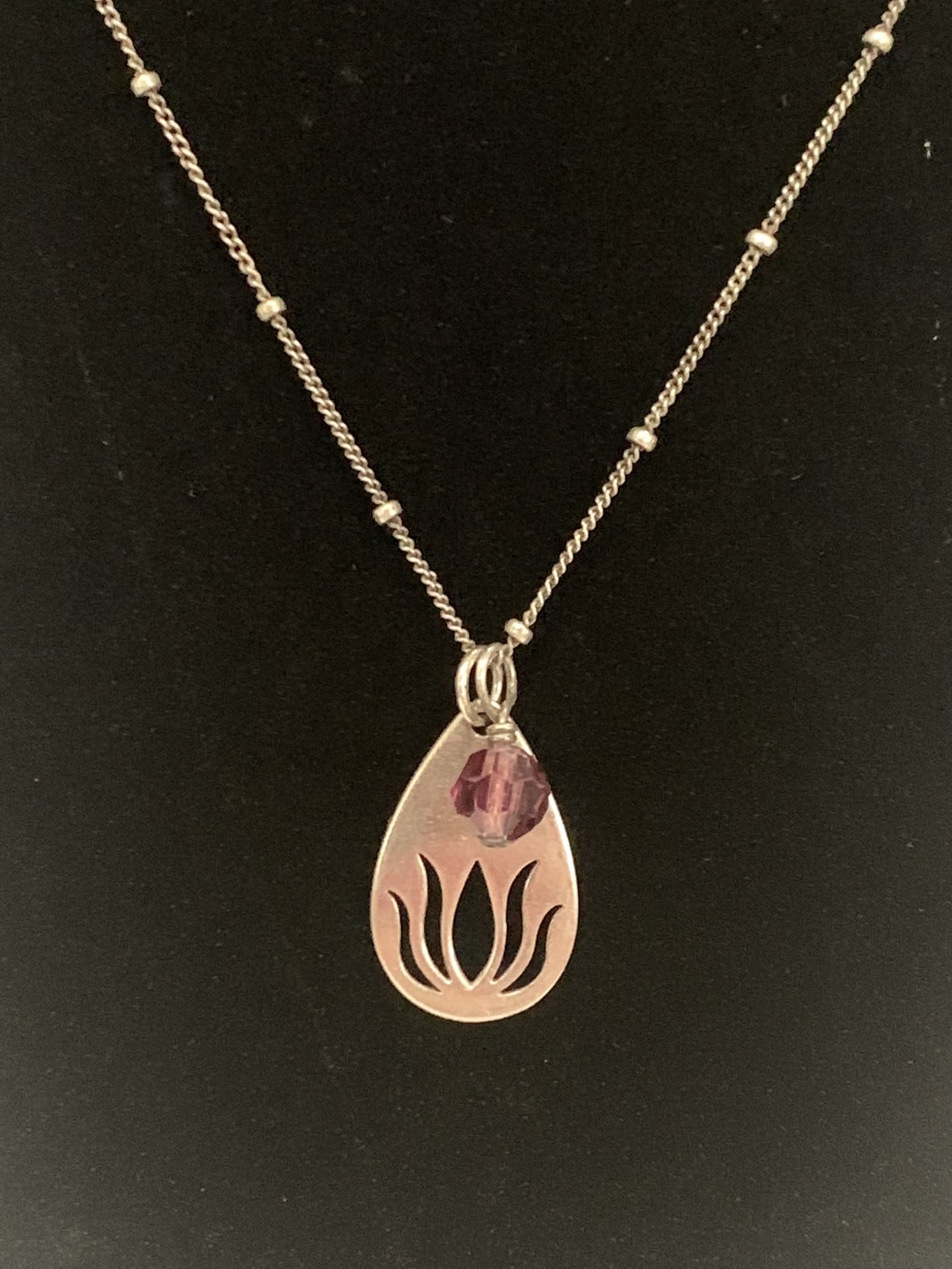 Sterling Lotus Necklace With Amethyst
