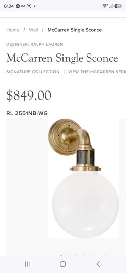 (2) Ralph Lauren sconce like new