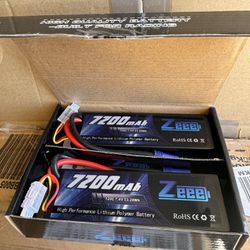 RC Battery - Zeee 2S Lipo Battery 7200mAh 7.4V 120C - RC Car Truck Buggy Tank Helicopter Airplane 