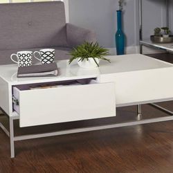 New 3 Piece Contemporary Modern White Coffee & End Table Set 