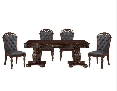 Adelina Cherry 5 Piece Dining Room Set (Table and 4 Chairs)