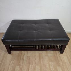  Faux Leather Ottoman bench with bottom storage 
