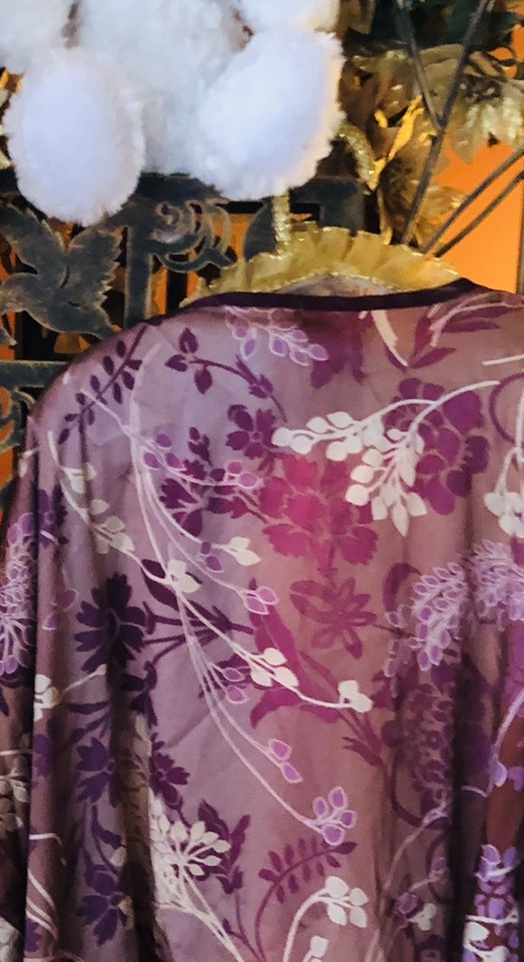 Affordable Valentines Gift: Pretty Asian Garden Satin Robe & Teddy Bear $5!