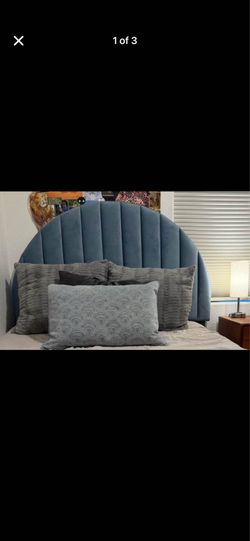blue velvet headboard