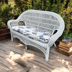 Vintage Wicker Loveseat With Cushion And New Cover
