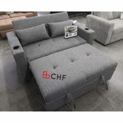 Linen fabric Convertible Sofa
Sleeper Sofa W/ Cup Holders