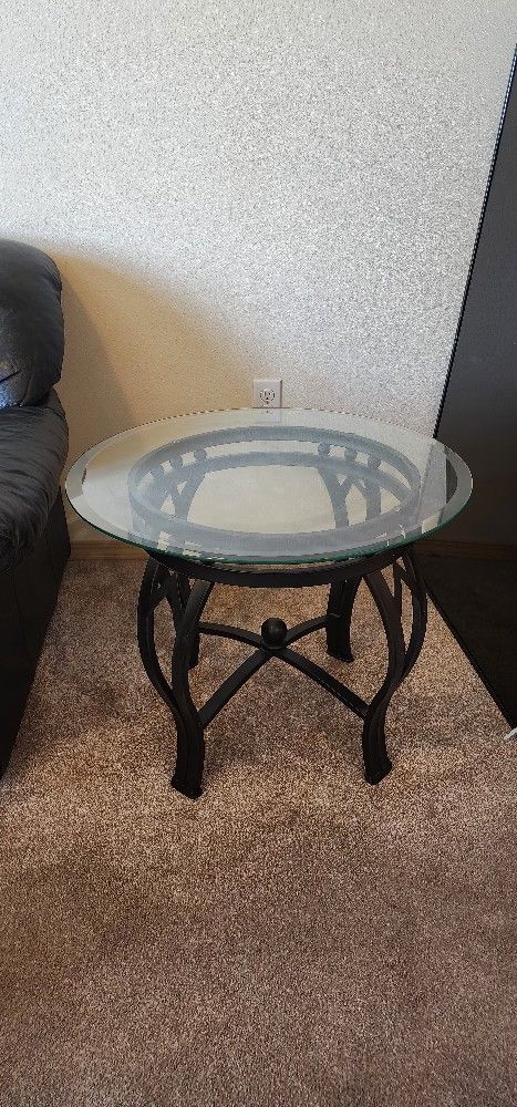 Glass Topped End Tables - Set Of 2