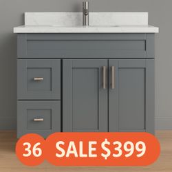36 Inch Vanity with Drawers | Soft Close, Many Colors In Stock