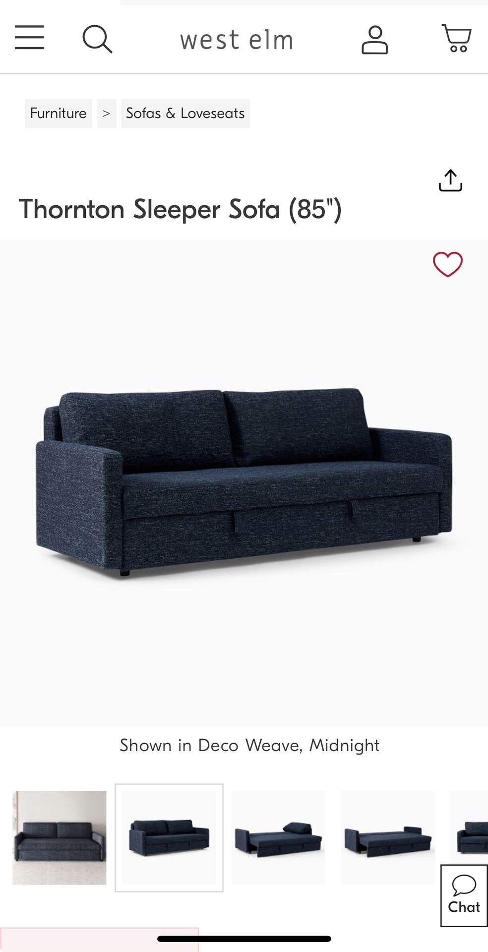 West elm Thornton Sleeper Sofa 