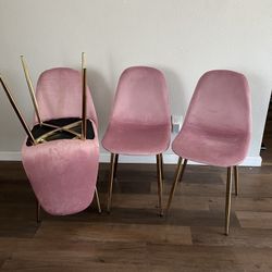 Pink Gold Velvet Dining Chairs