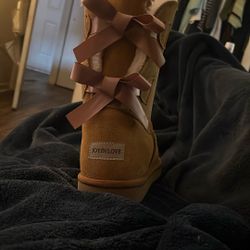 JOY IN LOVE Women's Snow Boots for Winter Mid-Calf high Back Bows