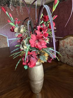 FAUX FLOWERS WITH VASE