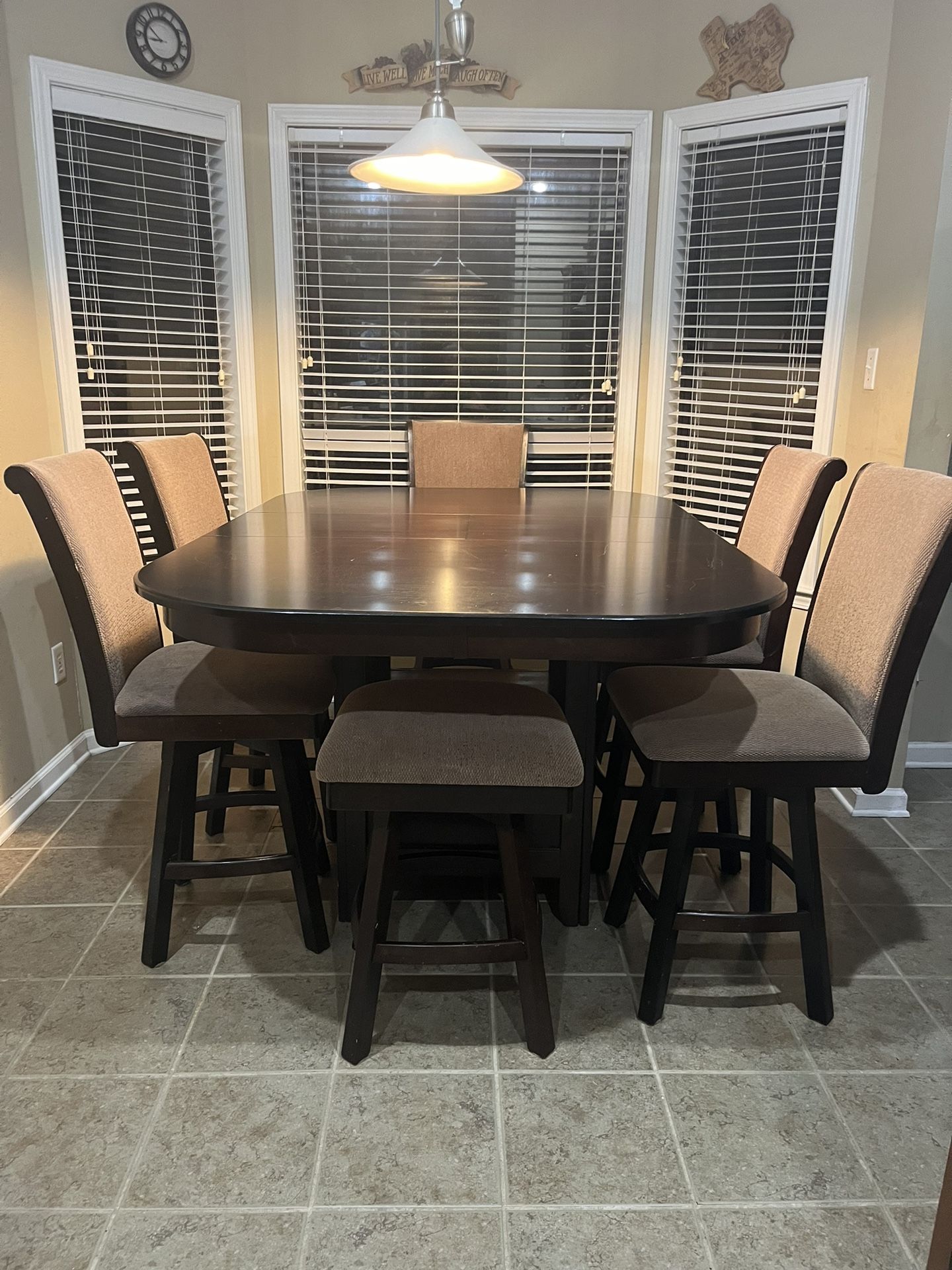 High Table With 5 Chairs And A Bench