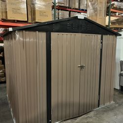 (New in box need assemble) 6’ L x 8’ W x 6.3’ H Metal Storage Shed Outdoor Garden Backyard 6x8 Storage 