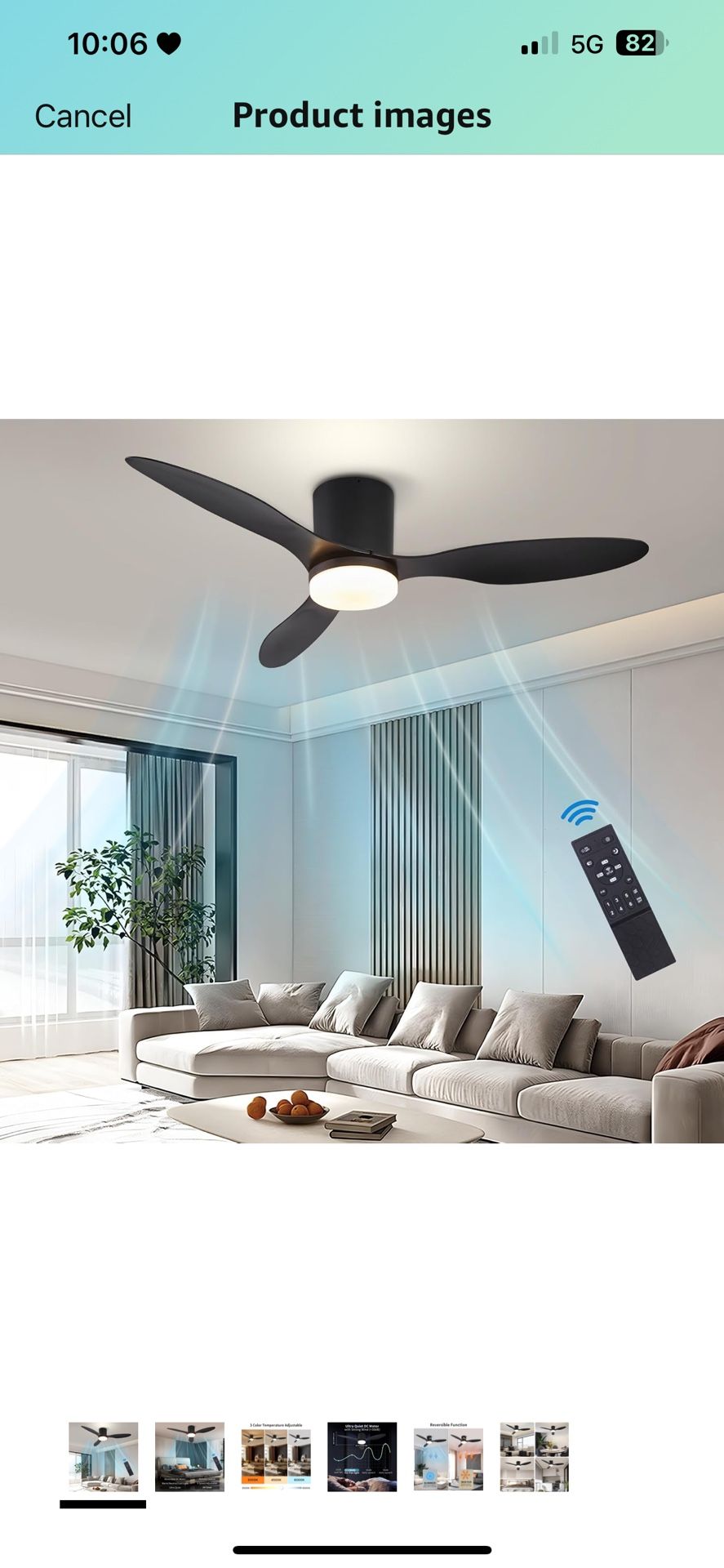 Ceiling Fans with Lights, 42 inch Low Profile Ceiling Fan with Light and Remote Control, 3CCT, Reversible, Noiseless