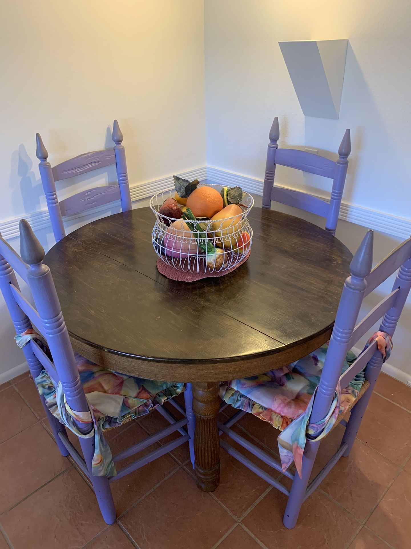 Solid Oak Table with 4 Mexican Ladder Chairs ~ Gorgeous Set 😍