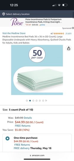 Medline Pads Adults, Kids, Pets 50 Count 36x36