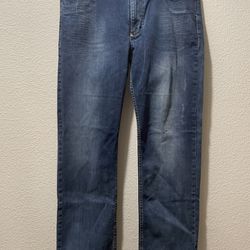 Calvin Klein Jeans Blue Straight Distressed Stone Wash Cotton Blend Size 36X32*