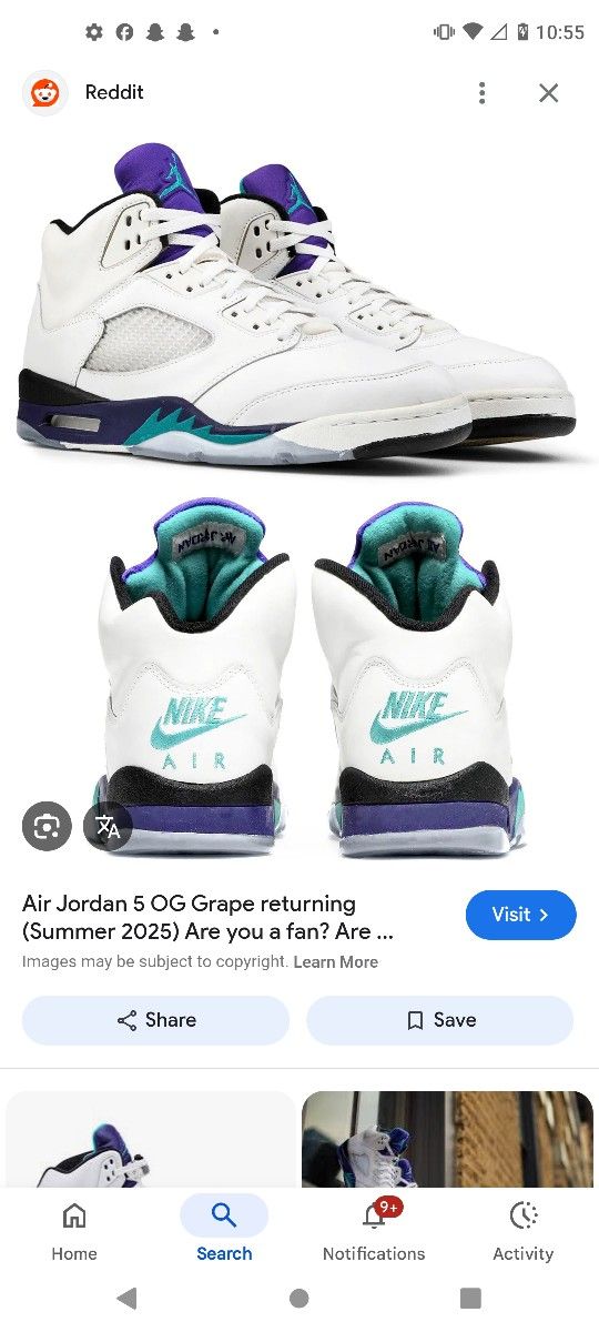 Jordan 5 Grape 🍇 men Size 10.5, Size 11
