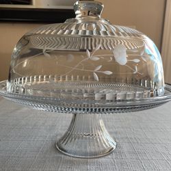 Crystal Cake Stand and Covered Dome