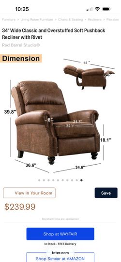 Pushback Barrel Recliner (NEW IN BOX)