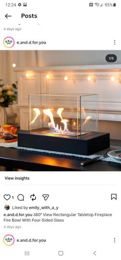 360° View Rectangular Tabletop Fireplace Fire Bowl With Four-Sided Glass