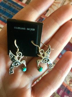 Sterling Silver Birds with Aqua blue gemstones 💎 💙💎 Silver jewelry 925 stamped