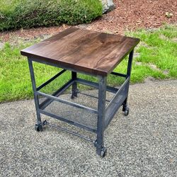 Industrial Side Table/Bar Cart/Microwave Stand