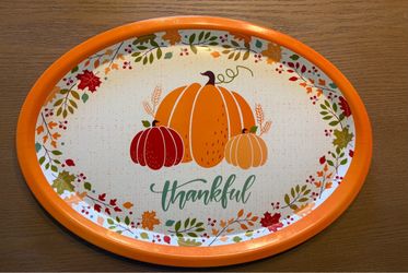Thankful Pumpkin Oval Serving Tray