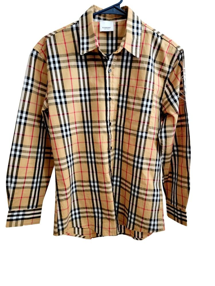 Burberry Brit Men's Long Sleeve Check Shirt Carmel Brown S