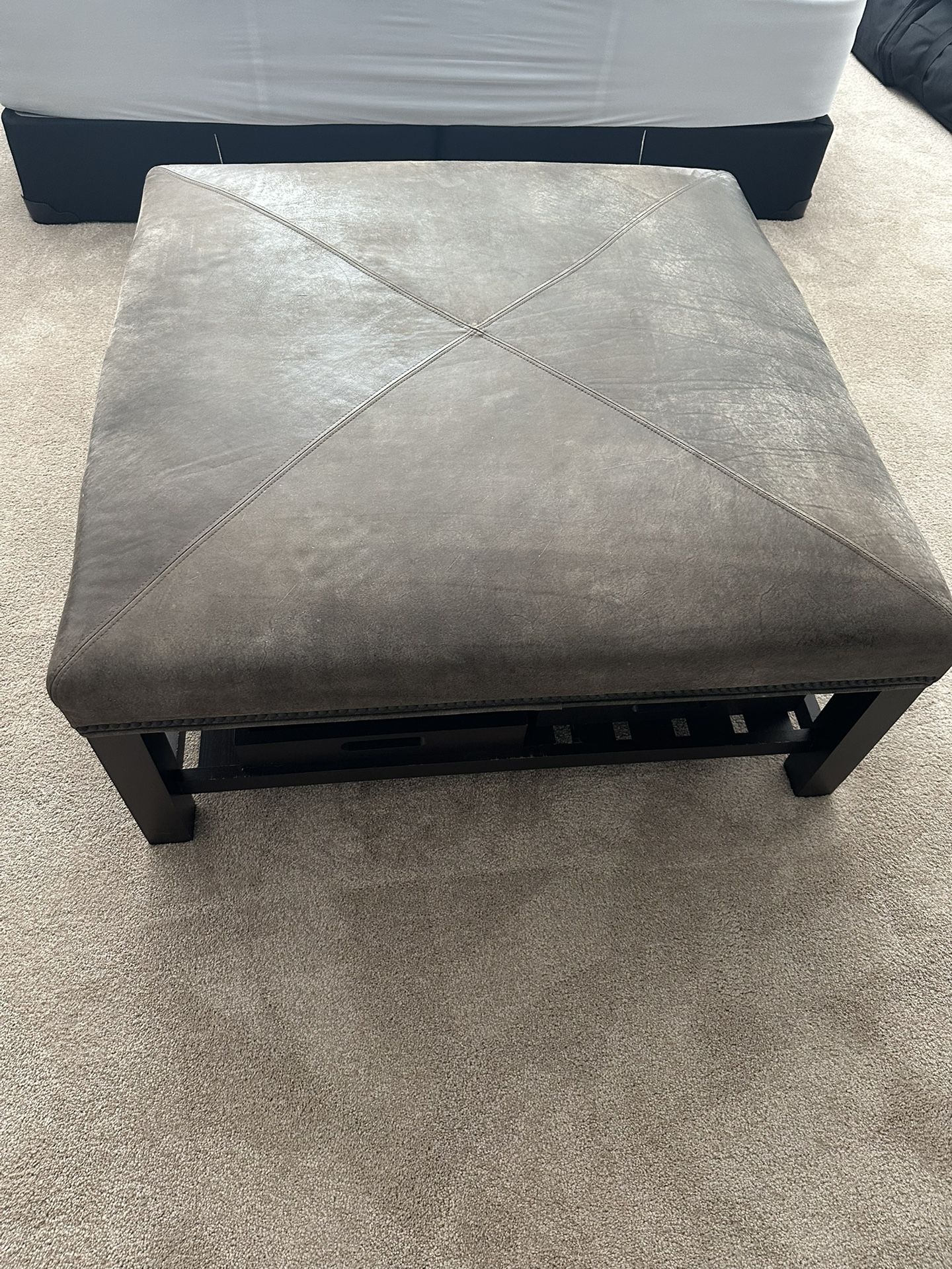 Leather Ottoman 40 X 40 X 18 Tall